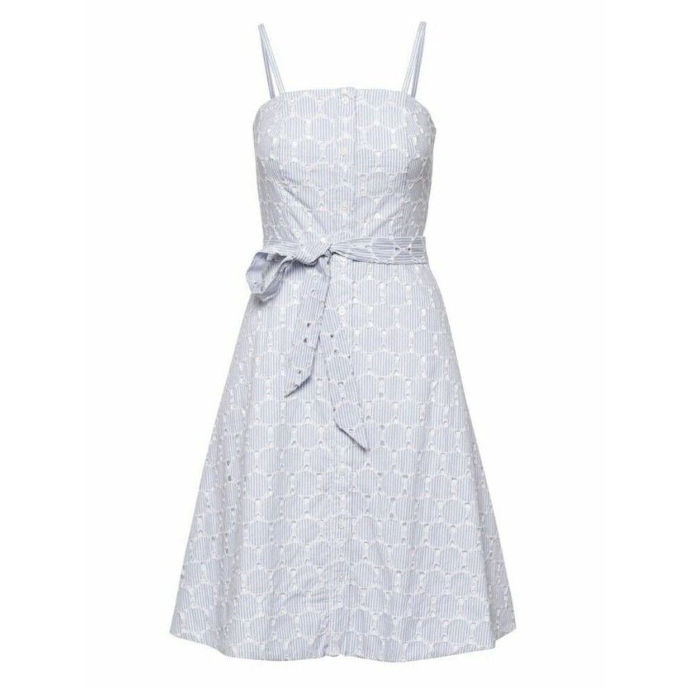 NWT Banana Republic Sz 10 Light Blue Eyelet Removable Strap Cotton Sundress $139 - Picture 3 of 9